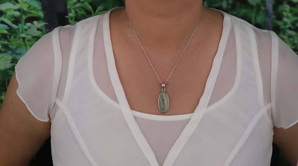 Pendant Only Sterling Silver Imperial Jasper Pendant 1 5/8" x 5/8" inch - Picture 3 of 5